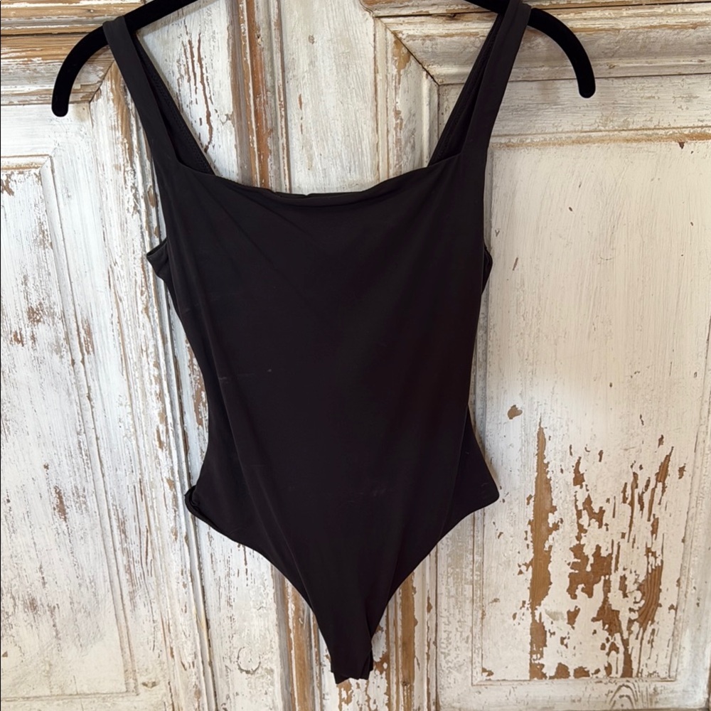SKIMS Black Fitted Bodysuit Top